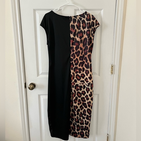 Leopard Print and Black Women's Dress - Picture 2 of 3